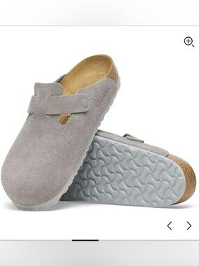 Birkenstock Boston Suede Clog in Stone Coin - Size 37 Narrow Fit